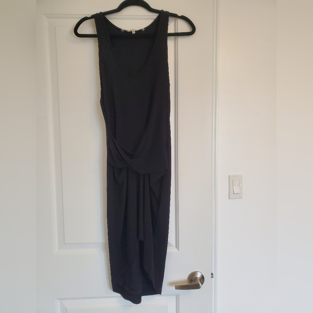 Rachel Roy Racer Back Sleeveless Black High Low Dress With Gathered Waist LBD